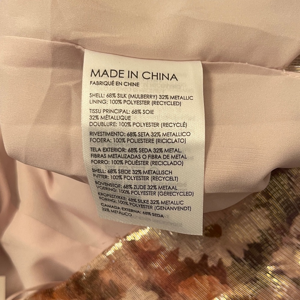 New Club Monaco Metallic Floral One-Shoulder Dress Size 0 - Picture 5 of 6